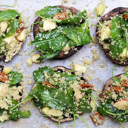 Kale and Quinoa Salad Stuffed Portobello Mushrooms with Apples and Pecans | www.floatingkitchen.net