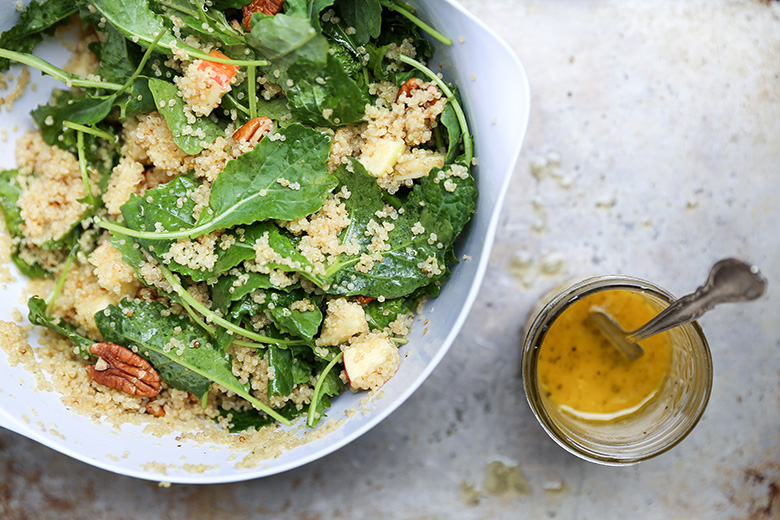 Kale and Quinoa Salad Stuffed Portobello Mushrooms with Apple Cider Dressing | www.floatingkitchen.net