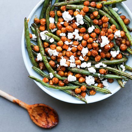 Harissa Green Beans with Spiced Chickpeas and Feta Cheese | www.floatingkitchen.net