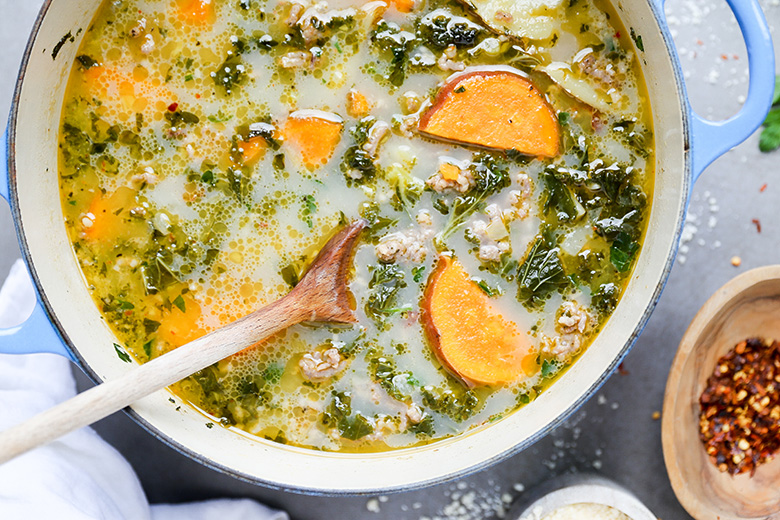 Spicy Sausage, Kale and Potato Soup | www.floatingkitchen.net