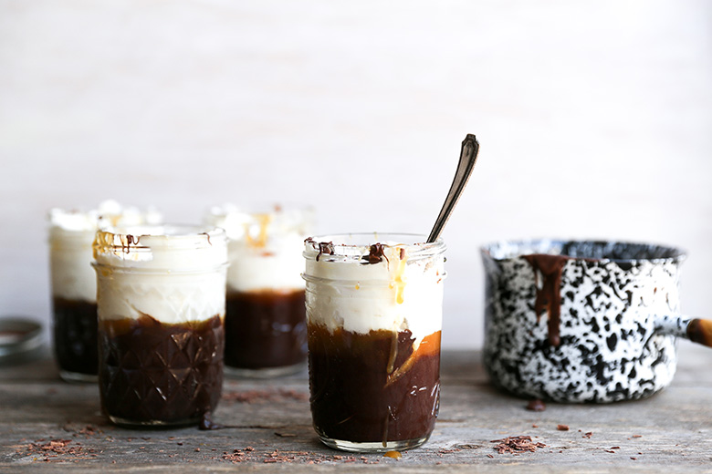 Baileys Chocolate Mousse with Whiskey Caramel Sauce and Whipped Cream | www.floatingkitchen.net