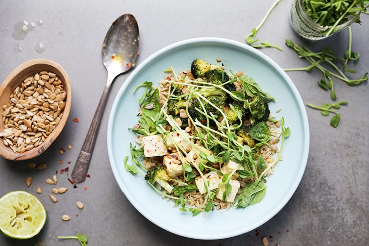 Roasted Chili Basil Lime Tofu Bowls