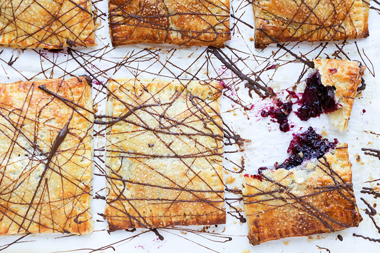 Rhubarb-Berry Hand Pies with Chocolate | www.floatingkitchen.net