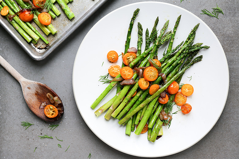 Roasted Asparagus with Sautéed Shallots and Kumquats | www.floatingkitchen.net