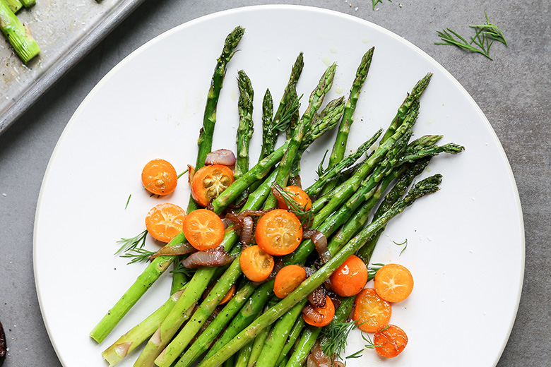 Roasted Asparagus with Sautéed Shallots and Kumquats | www.floatingkitchen.net