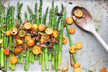 Roasted Asparagus with Sautéed Shallots and Kumquats | www.floatingkitchen.net