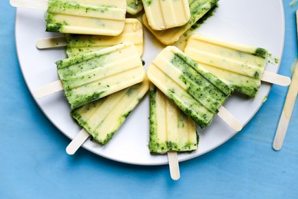 Creamy Coconut Mango Margarita Popsicles with Basil | www.floatingkitchen.net