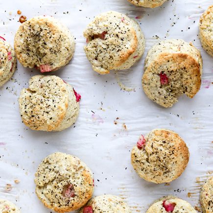 Mini Rhubarb and Jasmine Tea Cream Scones | www.floatingkitchen.net