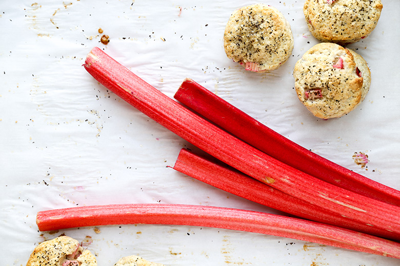 Mini Rhubarb and Jasmine Tea Cream Scones | www.floatingkitchen.net