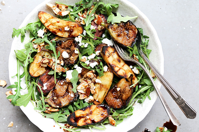 Grilled Potato and Fig Salad with Maple-Almond Clusters | www.floatingkitchen.net