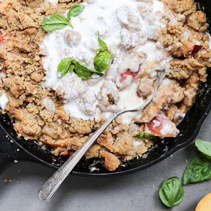 Easy Skillet Peach-Basil Cobbler | www.floatingkitchen.net