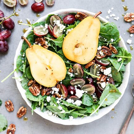 Autumn Kale Salad with Sautéed Pears | www.floatingkitchen.net