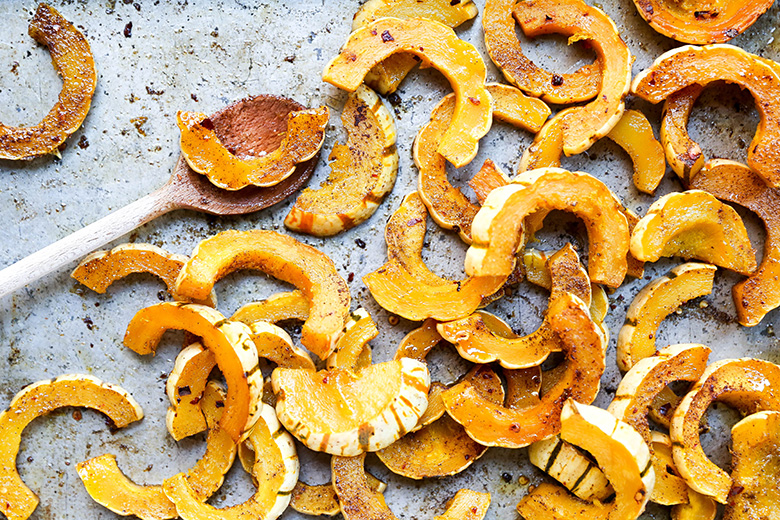 Roasted Delicata Squash with Pomegranate and Goat Cheese | www.floatingkitchen.net