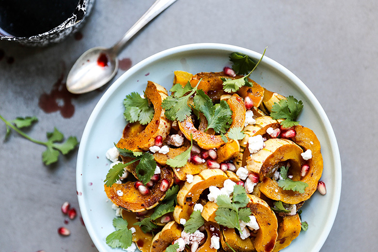 Roasted Delicata Squash with Pomegranate and Goat Cheese | www.floatingkitchen.net