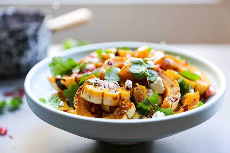 Roasted Delicata Squash with Pomegranate and Goat Cheese | www.floatingkitchen.net