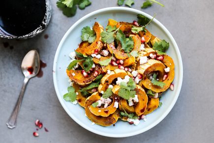 Roasted Delicata Squash with Pomegranate and Goat Cheese | www.floatingkitchen.net