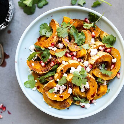 Roasted Delicata Squash with Pomegranate and Goat Cheese | www.floatingkitchen.net