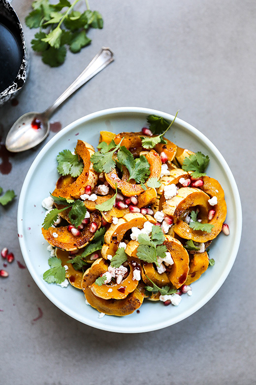 Roasted Delicata Squash with Pomegranate and Goat Cheese | www.floatingkitchen.net