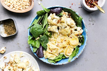 Za’atar Roasted Cauliflower and Tortellini Salad | www.floatingkitchen.net