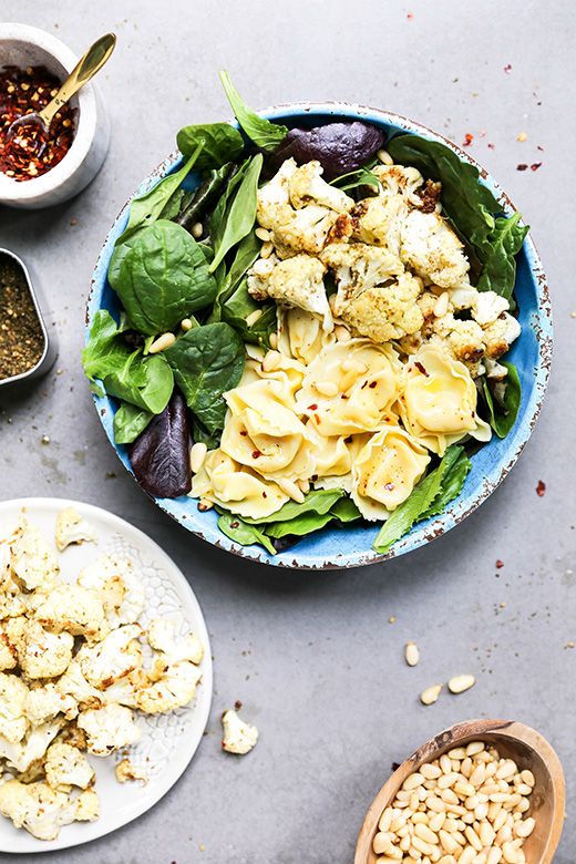 Za’atar Roasted Cauliflower and Tortellini Salad | www.floatingkitchen.net