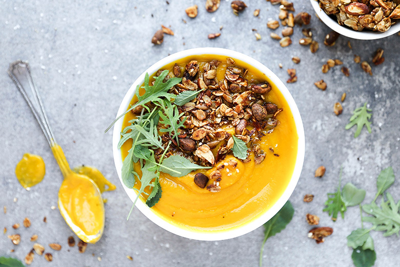 Red Kuri Squash and Fennel Soup with Savory Granola | www.floatingkitchen.net