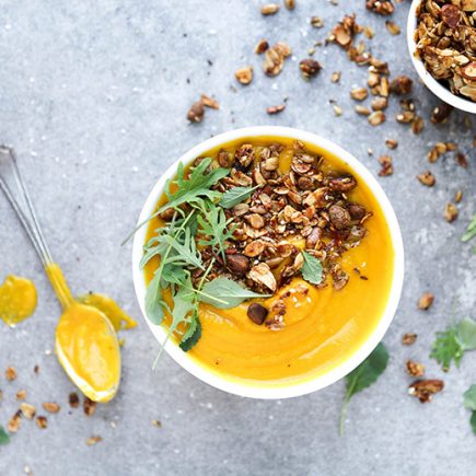 Red Kuri Squash and Fennel Soup with Savory Granola | www.floatingkitchen.net