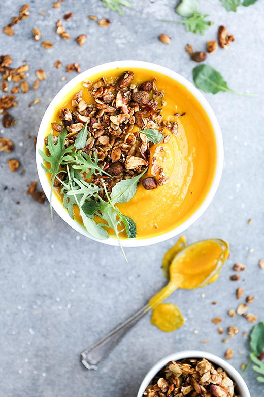 Red Kuri Squash and Fennel Soup with Savory Granola | www.floatingkitchen.net
