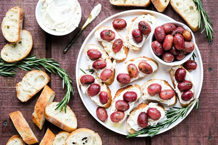 Roasted Grape and Goat Cheese Crostini