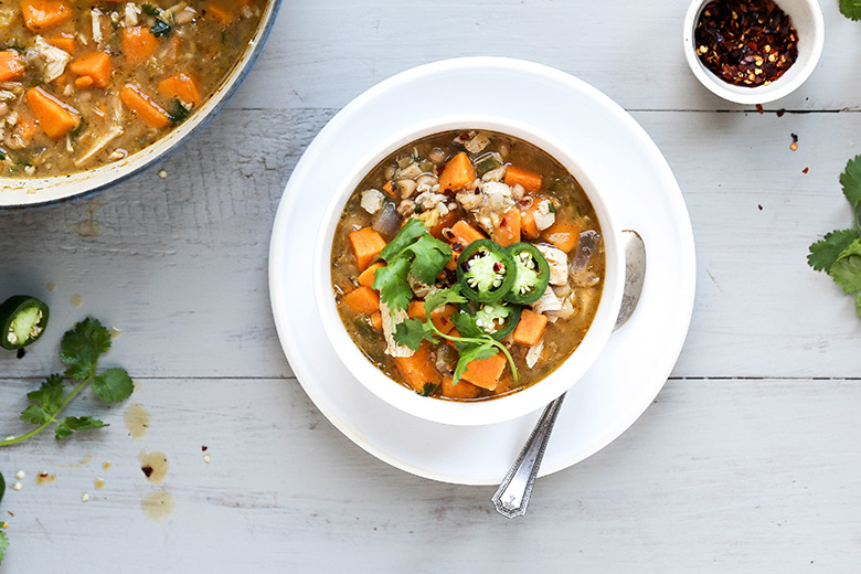 White Bean Chili with Chicken and Sweet Potatoes | www.floatingkitchen.net