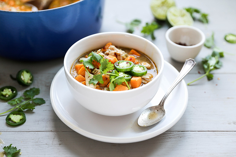 White Bean Chili with Chicken and Sweet Potatoes | www.floatingkitchen.net