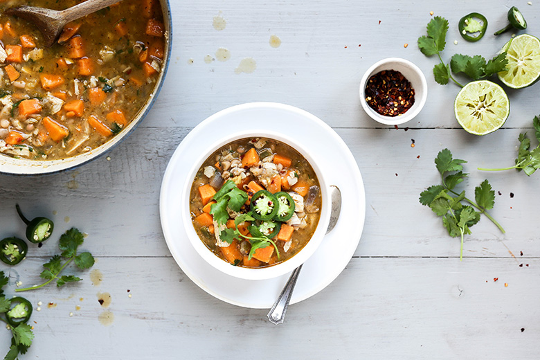 White Bean Chili with Chicken and Sweet Potatoes | www.floatingkitchen.net