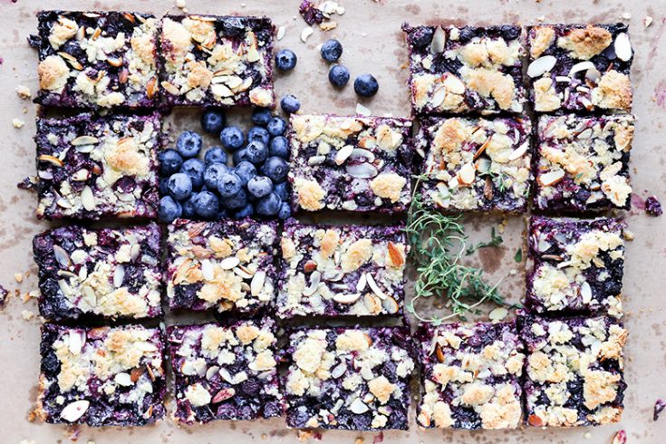 Blueberry-Thyme Pie Bars with Almonds