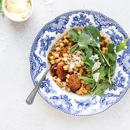 One-Pot Ditalini Risotto with Spicy Chicken Sausage | www.floatingkitchen.net