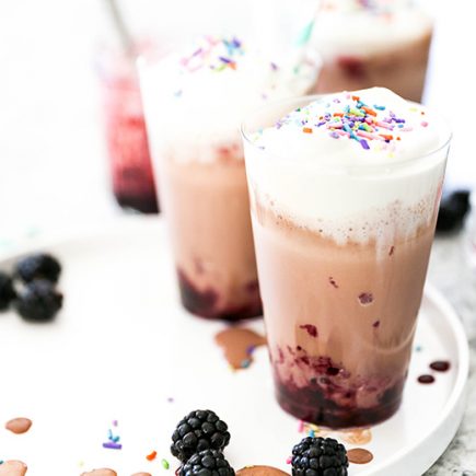 Chocolate Milkshakes with Fresh Blackberry Sauce | www.floatingkitchen.net