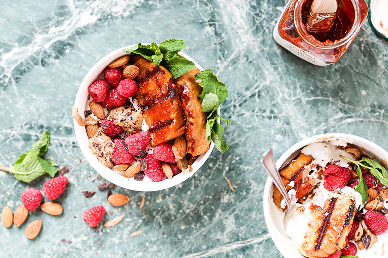 Almond Butter and Jam Grilled Pound Cake Bowls | www.floatingkitchen.net