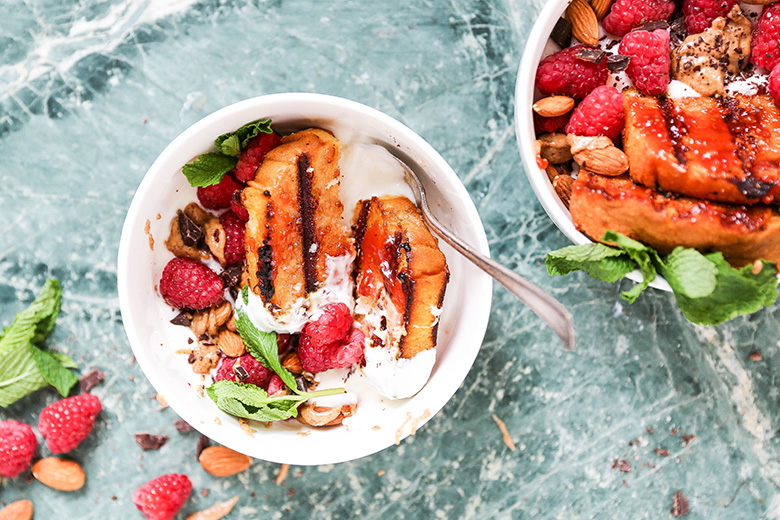 Almond Butter and Jam Grilled Pound Cake Bowls | www.floatingkitchen.net