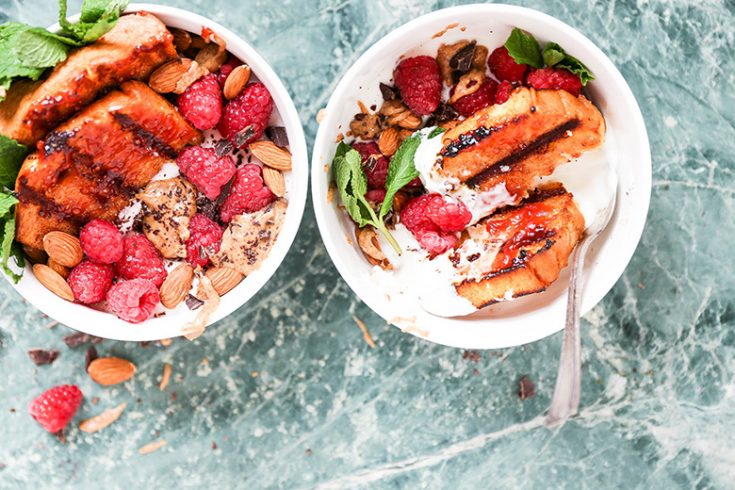 Almond Butter and Jam Grilled Pound Cake Bowls