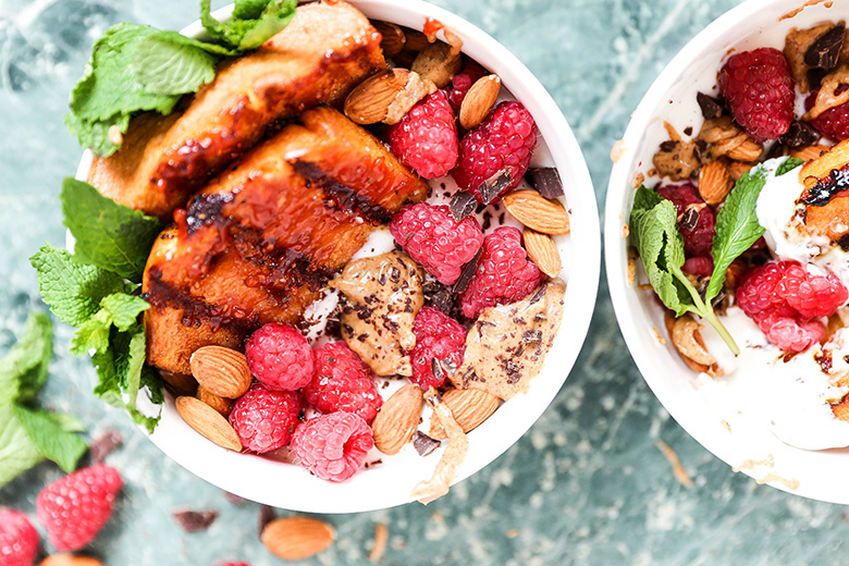 Almond Butter and Jam Grilled Pound Cake Bowls | www.floatingkitchen.net