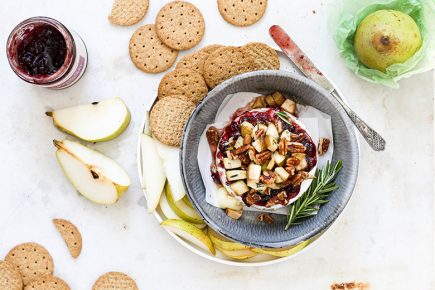 Cranberry-Pear Baked Brie with Pecans | www.floatingkitchen.net