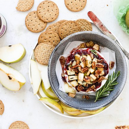 Cranberry-Pear Baked Brie with Pecans | www.floatingkitchen.net