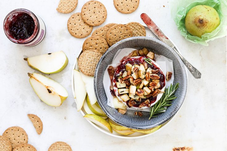 Cranberry-Pear Baked Brie with Pecans