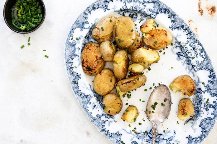 Crispy Smashed Potatoes with Miso Butter