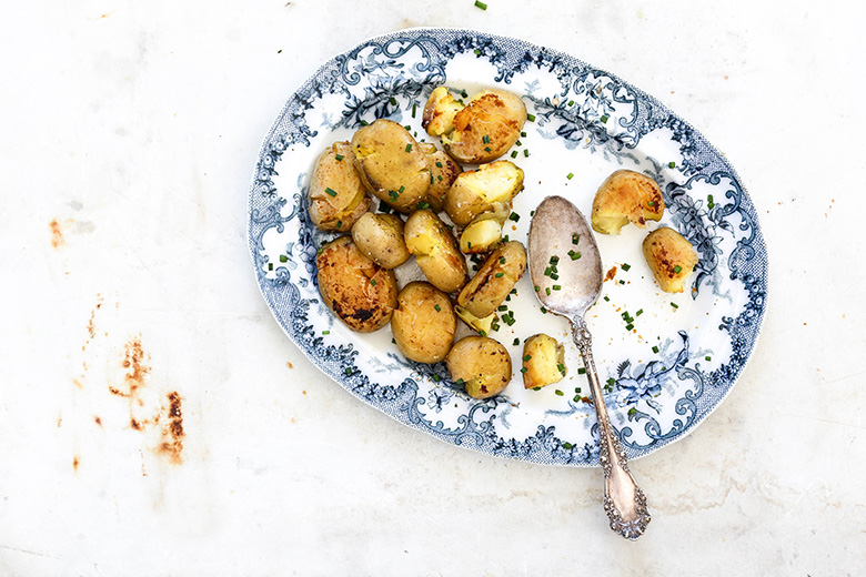 Crispy Smashed Potatoes with Miso Butter | www.floatingkitchen.net