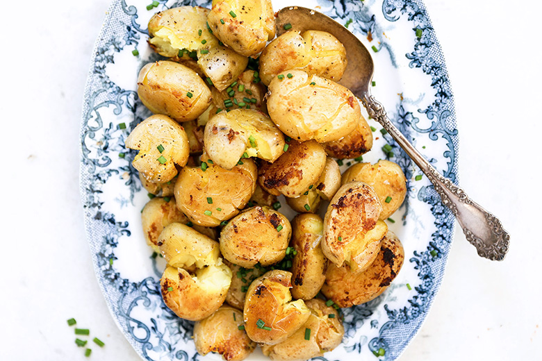 Crispy Smashed Potatoes with Miso Butter | www.floatingkitchen.net