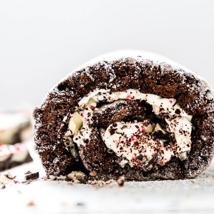 Mocha Peppermint Cream Roll Cake | www.floatingkitchen.net