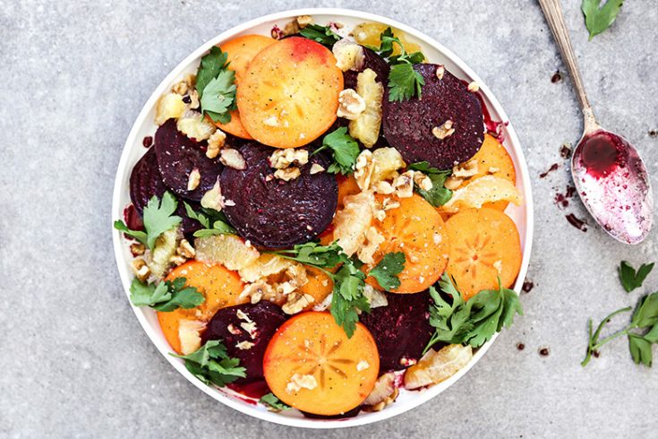 Winter Beet, Persimmon and Meyer Lemon Salad