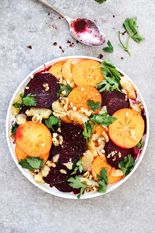 Winter Beet, Persimmon and Meyer Lemon Salad | www.floatingkitchen.net