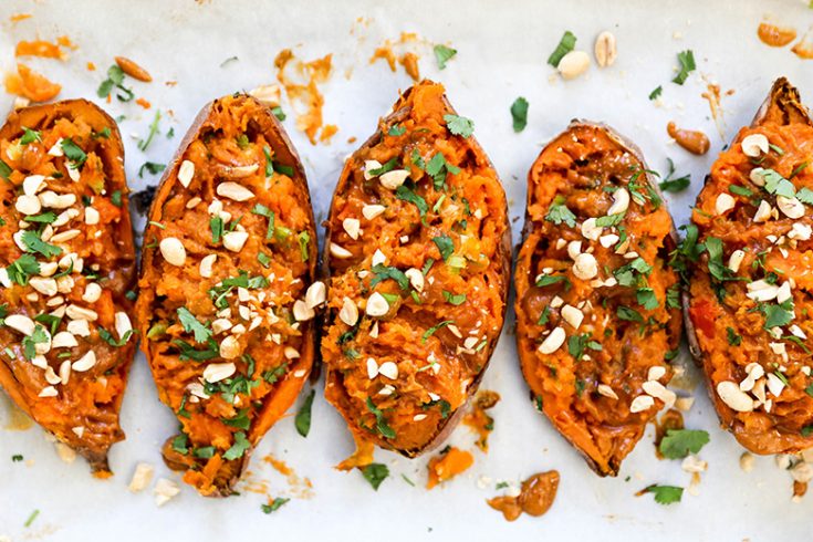 Thai Stuffed Sweet Potato Skins