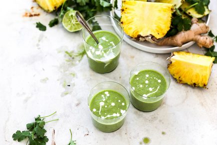 Tropical Cilantro Pineapple Smoothies | www.floatingkitchen.net