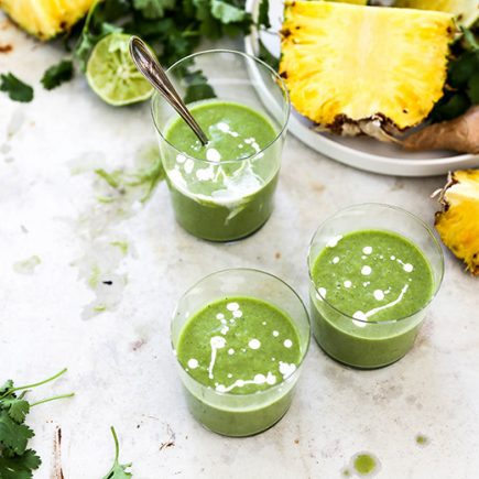 Tropical Cilantro Pineapple Smoothies | www.floatingkitchen.net